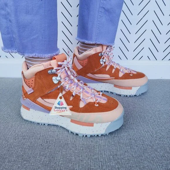 Fila Renno Multi Trekking Hi 7 Womens Shoes Orange Purple Suede Chunky Sneakers - Picture 4 of 12